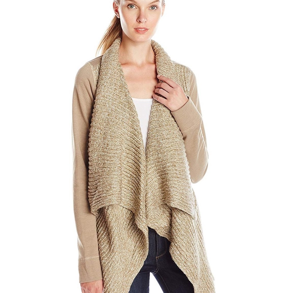 prAna Demure Waterfall Cardigan in Dark Khaki Size Small